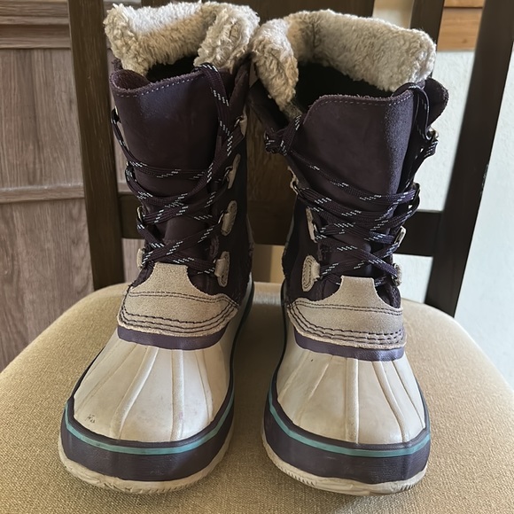 LL Bean Women’s Suede Lace Up Lined Snow Boots Purple Gray Size 7 - Picture 8 of 13
